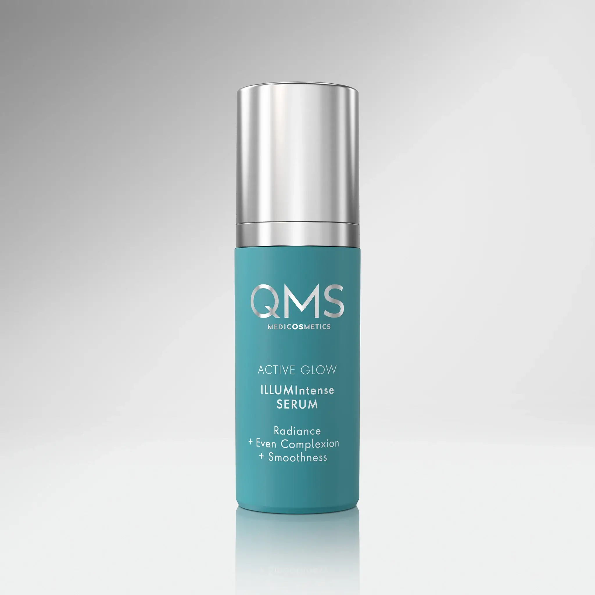 QMS Active Glow ILLUMIntense Serum Moodbild mit grauem Hintergrund