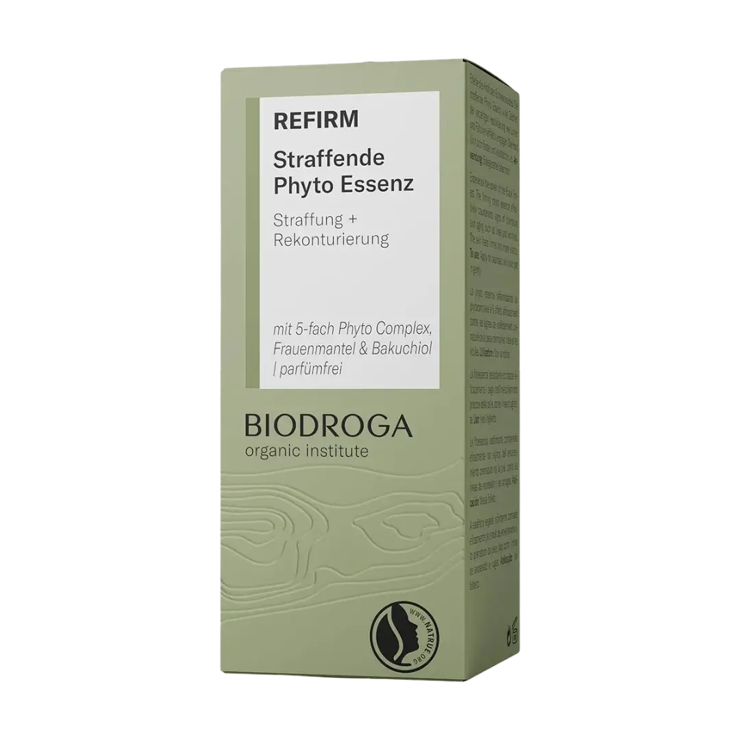 Biodroga Refirm Straffende Phyto Essenz – Straffendes Anti-Aging Serum für  trockene und empfindliche Haut – Umverpackung