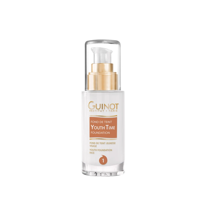 Guinot Youth Time Foundation Nr. 1 – Foundation mit Lifting-Effekt für reife Haut – 30 ml Glasflacon mit Spender